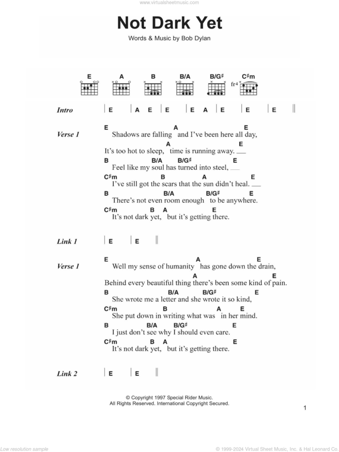 Not Dark Yet sheet music for guitar (chords) by Bob Dylan, intermediate skill level