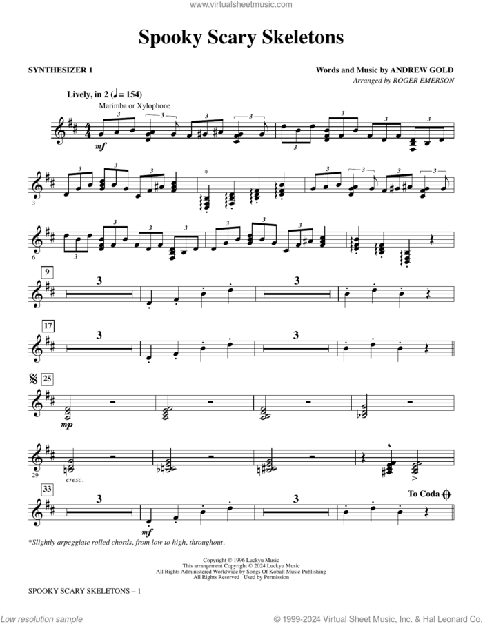 Spooky Scary Skeletons (arr. Roger Emerson) (complete set of parts) sheet music for orchestra/band (Rhythm) by Andrew Gold and Roger Emerson, intermediate skill level