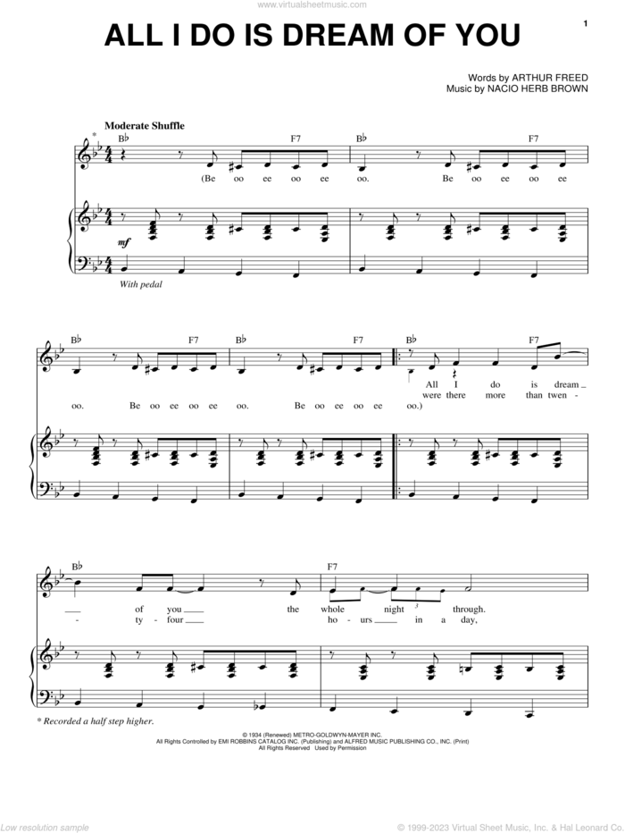 All I Do Is Dream Of You sheet music for voice and piano by Michael Buble, Arthur Freed and Nacio Herb Brown, intermediate skill level