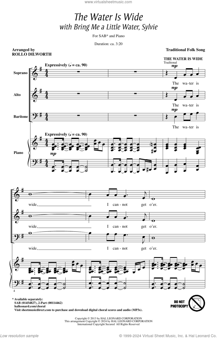 Water Is Wide (arr. Rollo Dilworth) sheet music for choir (SAB: soprano, alto, bass)  and Rollo Dilworth, intermediate skill level