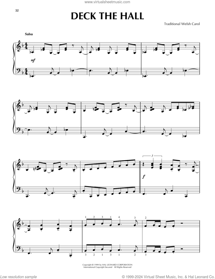 Deck The Hall [Jazz version] (arr. Frank Mantooth) sheet music for piano solo  and Frank Mantooth, intermediate skill level