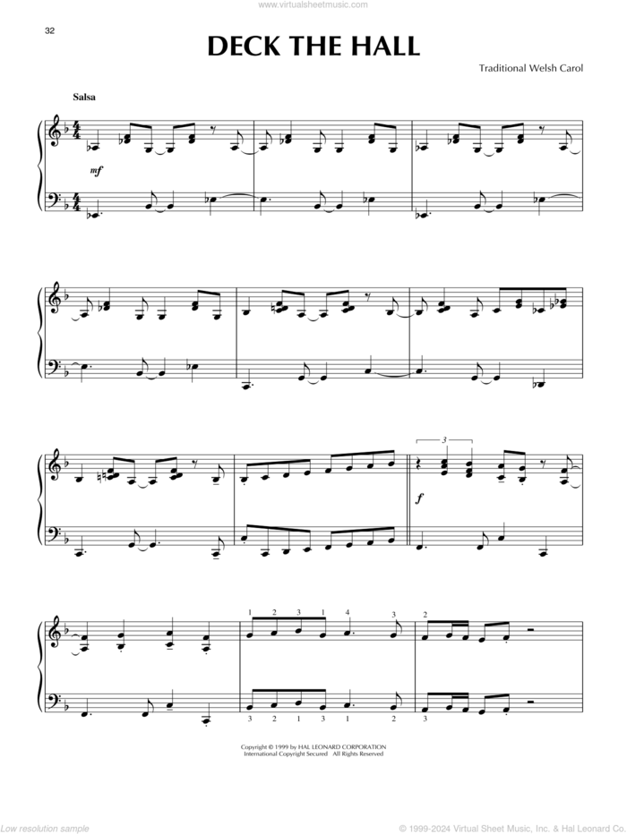 Deck The Hall [Jazz version] (arr. Frank Mantooth) sheet music for piano solo  and Frank Mantooth, intermediate skill level