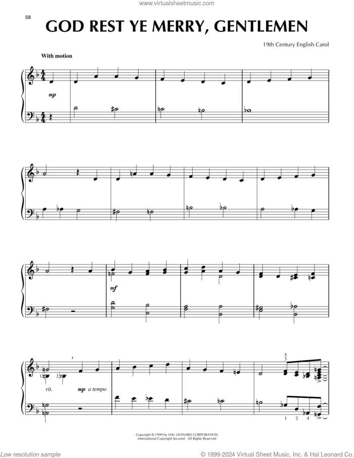 God Rest Ye Merry, Gentlemen [Jazz version] (arr. Frank Mantooth) sheet music for piano solo  and Frank Mantooth, intermediate skill level