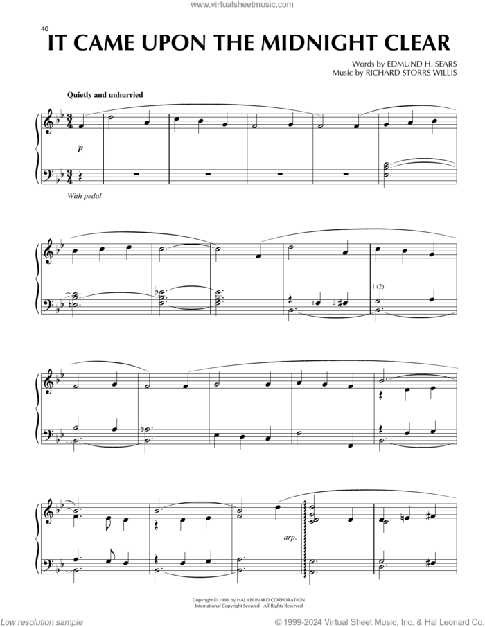 It Came Upon The Midnight Clear [Jazz version] (arr. Frank Mantooth) sheet music for piano solo by Richard Storrs Willis, Frank Mantooth and Edmund Hamilton Sears, intermediate skill level