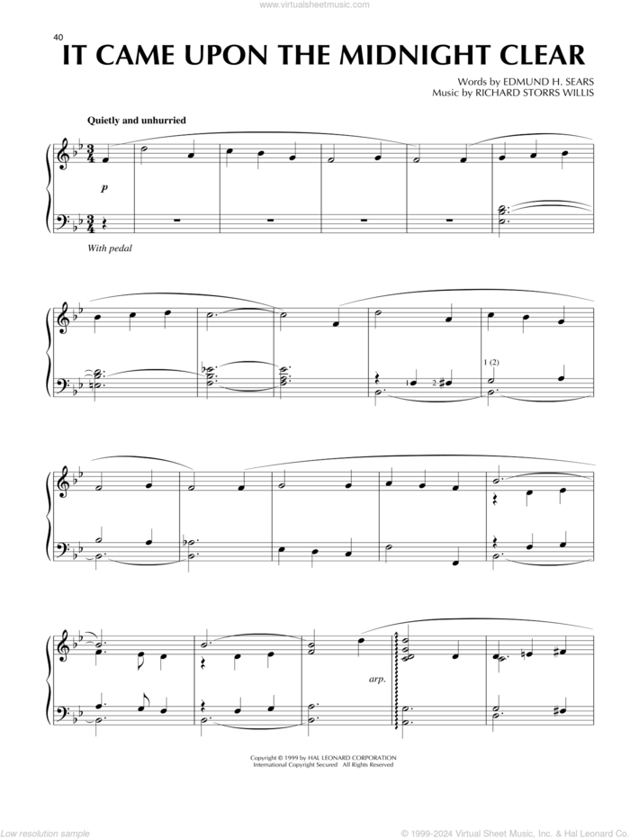 It Came Upon The Midnight Clear [Jazz version] (arr. Frank Mantooth) sheet music for piano solo by Richard Storrs Willis, Frank Mantooth and Edmund Hamilton Sears, intermediate skill level