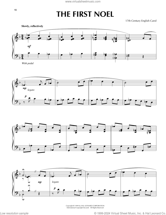 The First Noel [Jazz version] (arr. Frank Mantooth) sheet music for piano solo by W. Sandys' Christmas Carols, Frank Mantooth and Miscellaneous, intermediate skill level