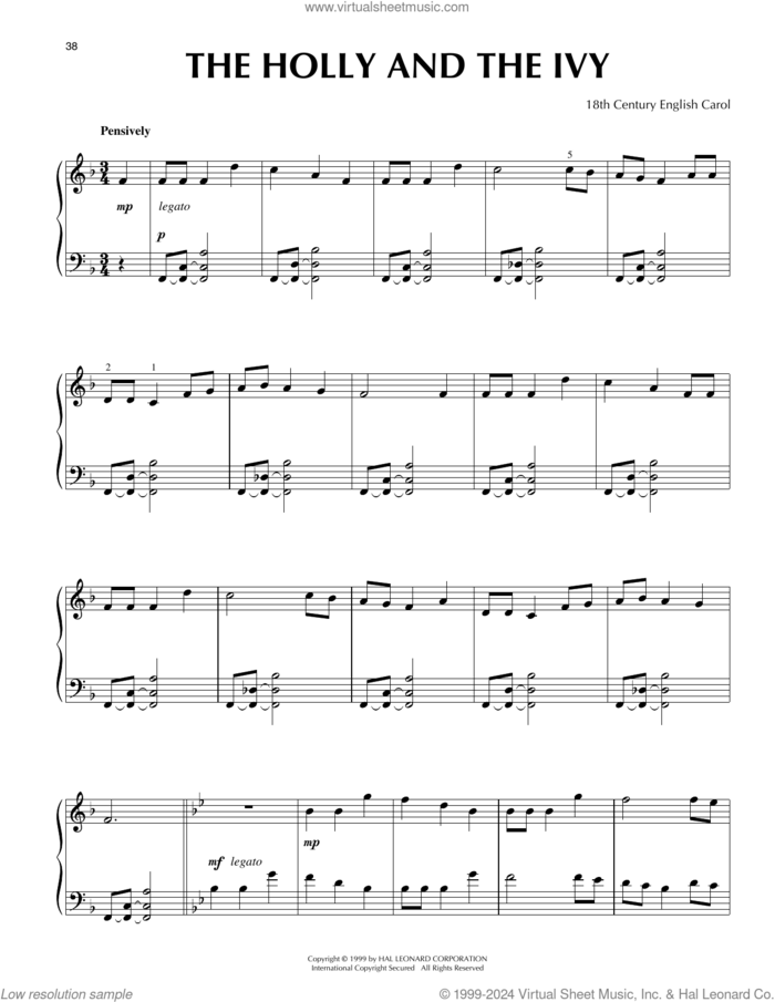 The Holly And The Ivy [Jazz version] (arr. Frank Mantooth) sheet music for piano solo by Anonymous, Frank Mantooth and Miscellaneous, intermediate skill level