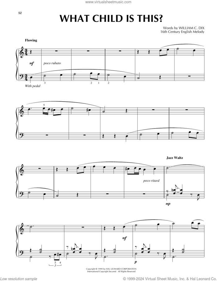 What Child Is This? [Jazz version] (arr. Frank Mantooth) sheet music for piano solo by William Chatterton Dix, Frank Mantooth and Miscellaneous, intermediate skill level