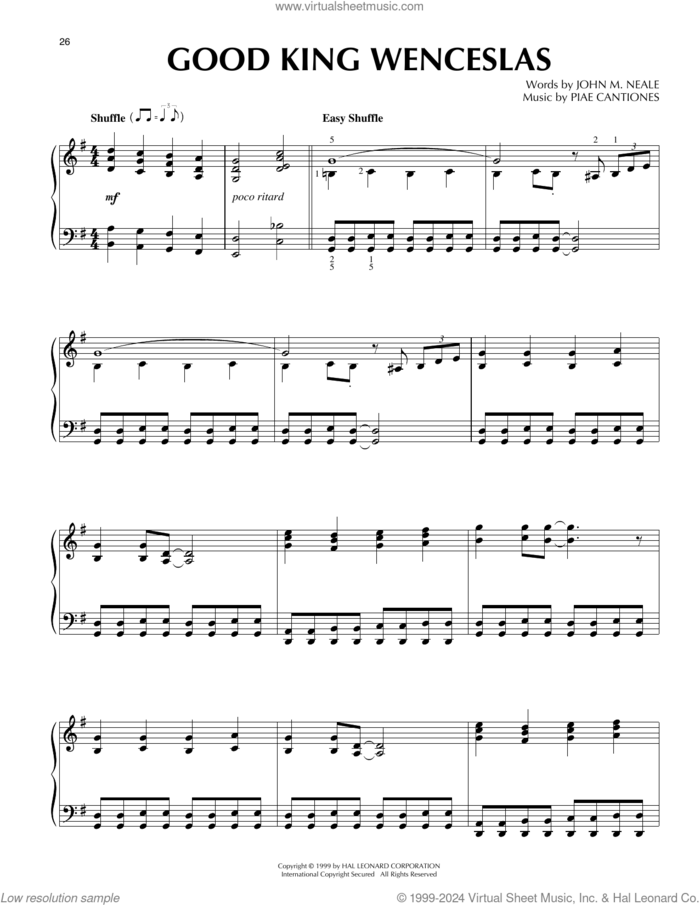 Good King Wenceslas [Jazz version] (arr. Frank Mantooth) sheet music for piano solo by Piae Cantiones, Frank Mantooth and John Mason Neale, intermediate skill level