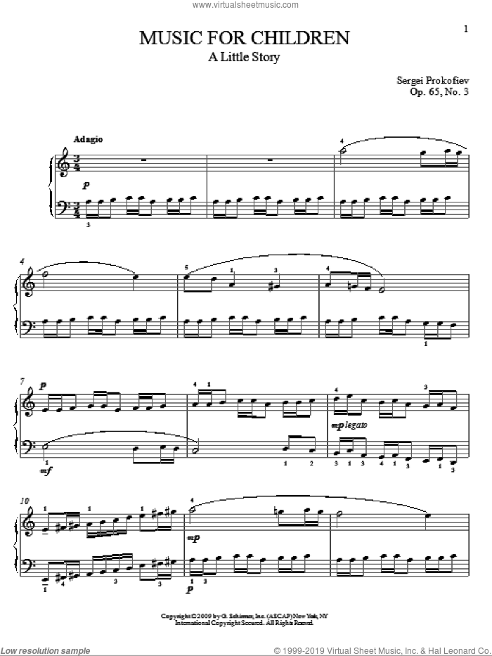 A Little Story sheet music for piano solo by Sergei Prokofiev, Jeffrey Biegel and Matthew Edwards, classical score, intermediate skill level