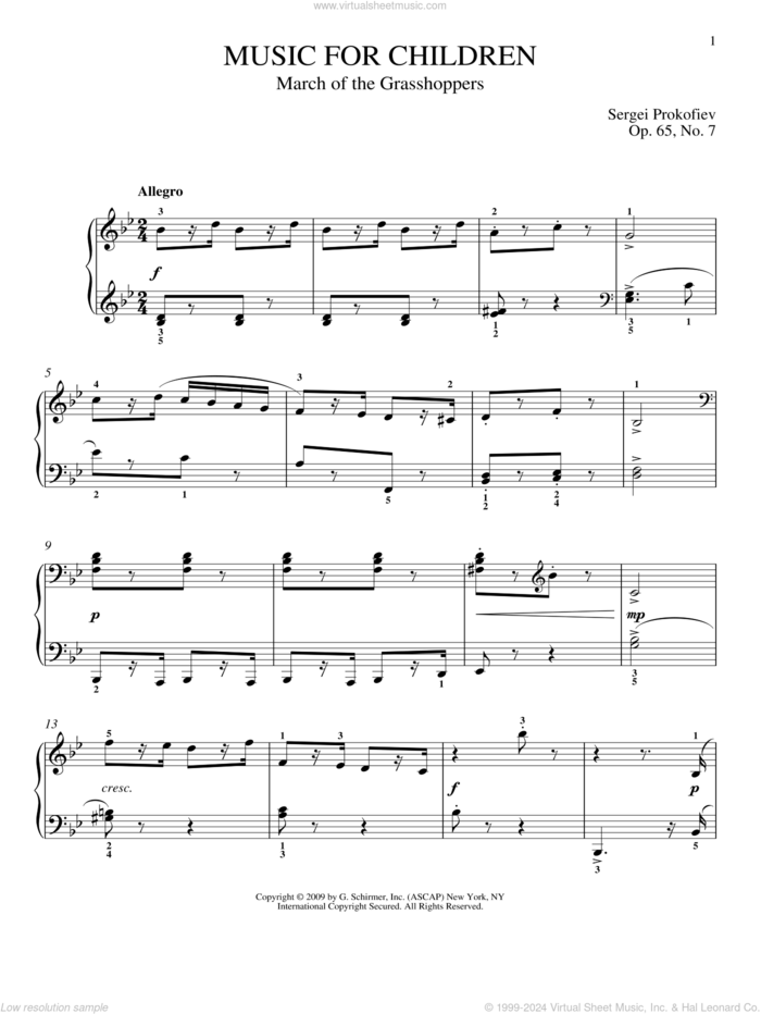 March Of The Grasshoppers sheet music for piano solo by Sergei Prokofiev, Jeffrey Biegel and Matthew Edwards, classical score, intermediate skill level