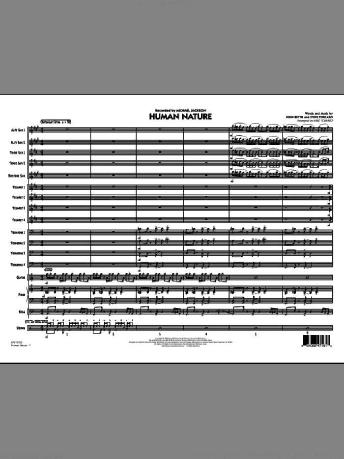 Human Nature (COMPLETE) sheet music for jazz band by Michael Jackson, John Bettis, Mike Tomaro and Steve Porcaro, intermediate skill level