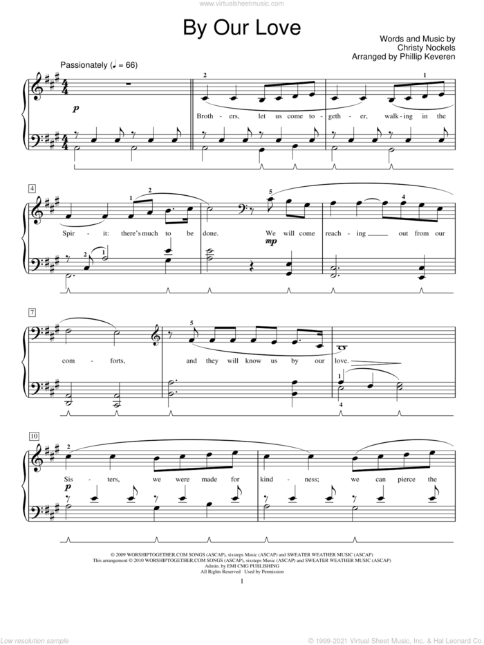 By Our Love (arr. Phillip Keveren) sheet music for piano solo (elementary) by Christy Nockels, Phillip Keveren and Miscellaneous, beginner piano (elementary)