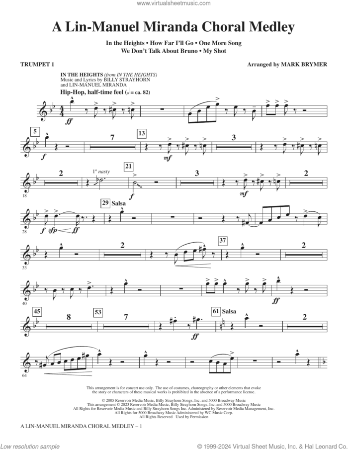 A Lin-Manuel Miranda Choral Medley (arr. Mark Brymer) (complete set of parts) sheet music for orchestra/band (Instrumental Accompaniment) by Mark Brymer, Billy Strayhorn and Lin-Manuel Miranda, intermediate skill level