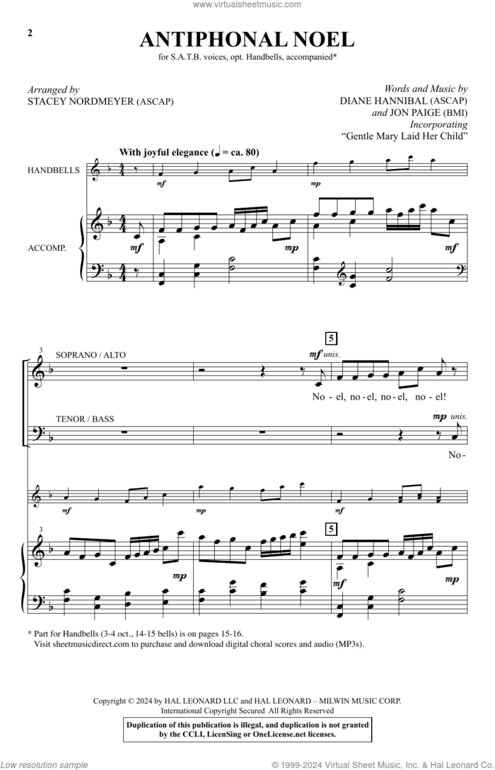 Antiphonal Noel (arr. Stacey Nordmeyer) sheet music for choir (SATB: soprano, alto, tenor, bass) by Diane Hannibal and Jon Paige, Stacey Nordmeyer, Diane Hannibal and Jon Paige, intermediate skill level