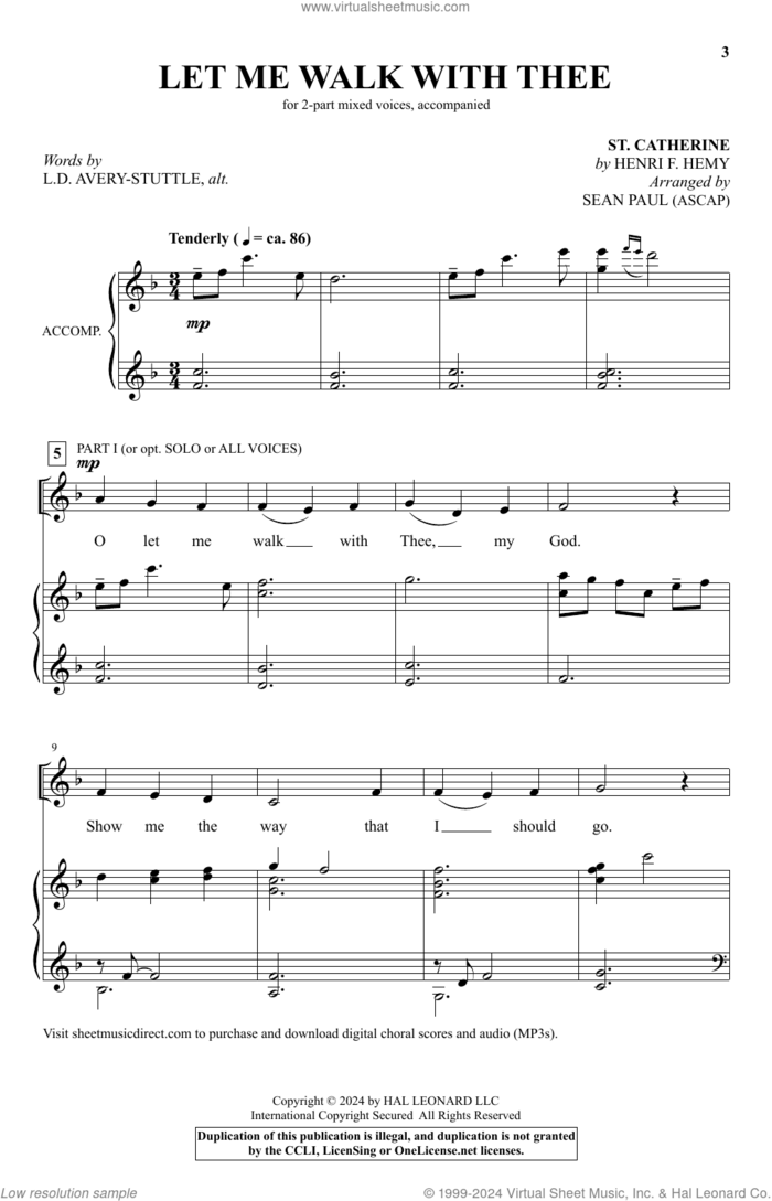 Let Me Walk With Thee (arr. Sean Paul) sheet music for choir (2-Part Mixed) by L.D. Avery-Stuttle and Sean Paul, intermediate skill level