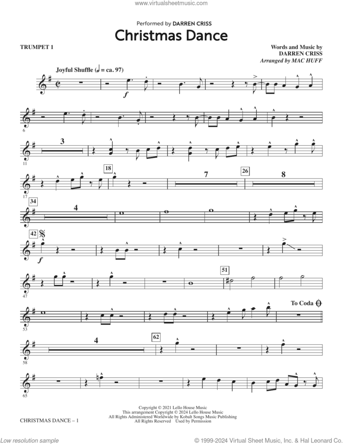 Christmas Dance (arr. Mac Huff) (complete set of parts) sheet music for orchestra/band (Instrumental Accompaniment) by Mac Huff and Darren Criss, intermediate skill level