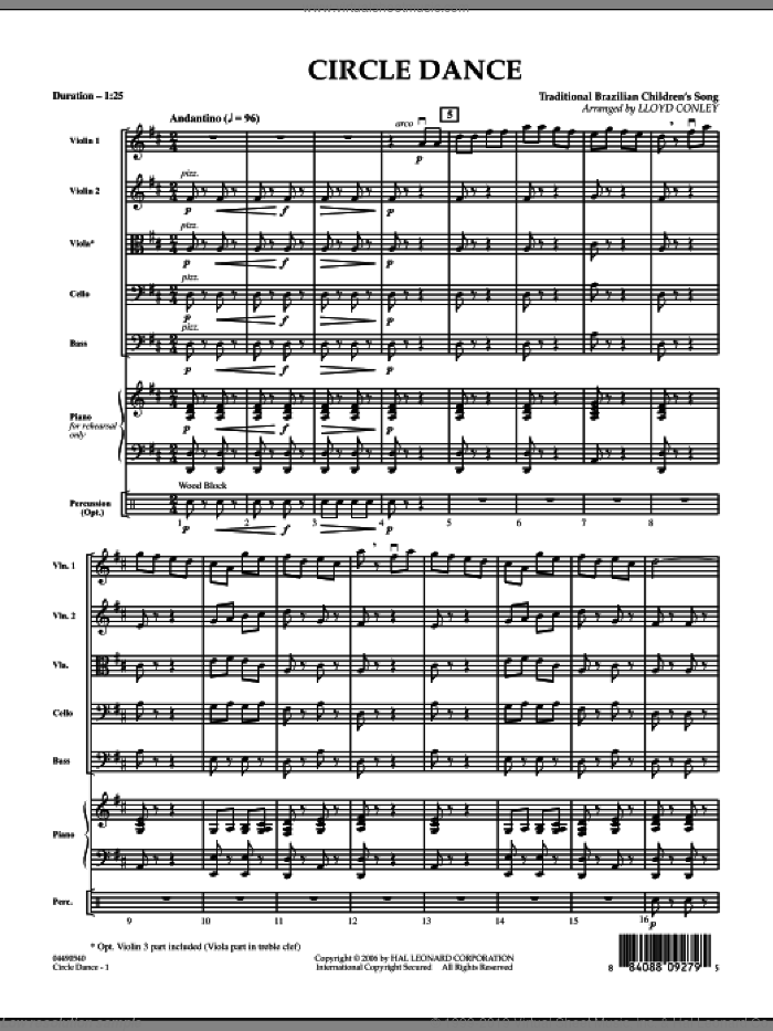 Circle Dance (COMPLETE) sheet music for orchestra by Lloyd Conley and Miscellaneous, intermediate skill level
