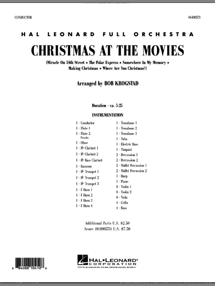 Christmas At The Movies (COMPLETE) sheet music for full orchestra by Bob Krogstad, intermediate skill level