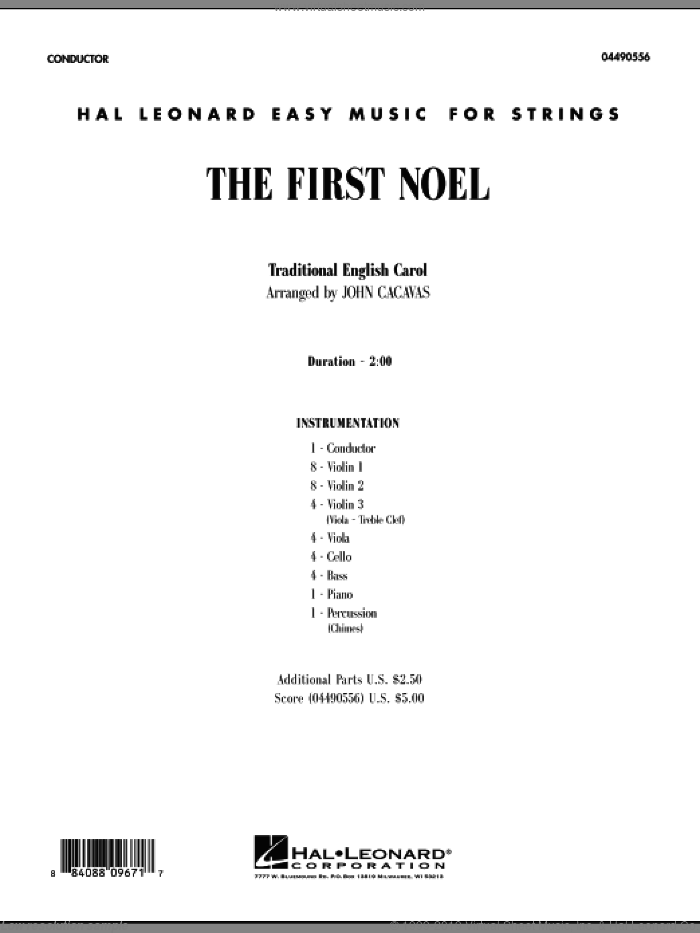 The First Noel (COMPLETE) sheet music for orchestra by John Cacavas and Miscellaneous, intermediate skill level