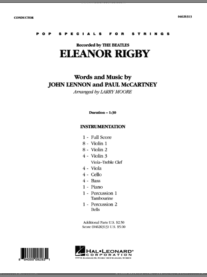 Eleanor Rigby (COMPLETE) sheet music for orchestra by The Beatles, John Lennon, Larry Moore and Paul McCartney, intermediate skill level