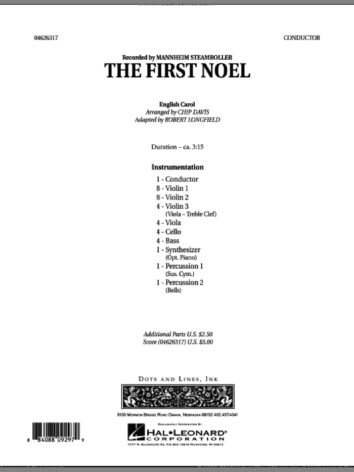 The First Noel (COMPLETE) sheet music for orchestra by Robert Longfield, Chip Davis, Mannheim Steamroller and Miscellaneous, intermediate skill level