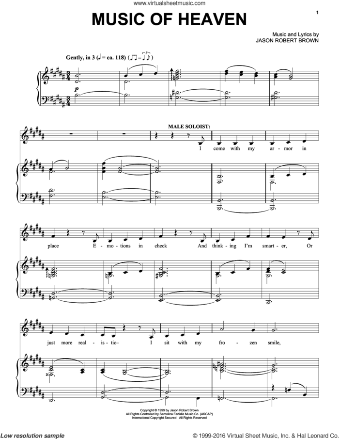 Music Of Heaven (from Wearing Someone Else's Clothes) sheet music for voice and piano by Jason Robert Brown, intermediate skill level
