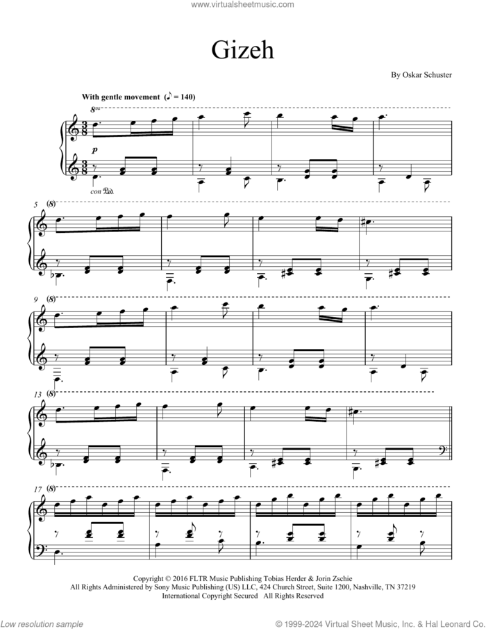 Gizeh sheet music for piano solo by Oskar Schuster, intermediate skill level