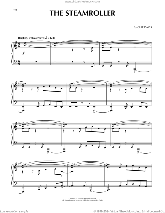 The Steamroller sheet music for piano solo by Mannheim Steamroller and Chip Davis, intermediate skill level