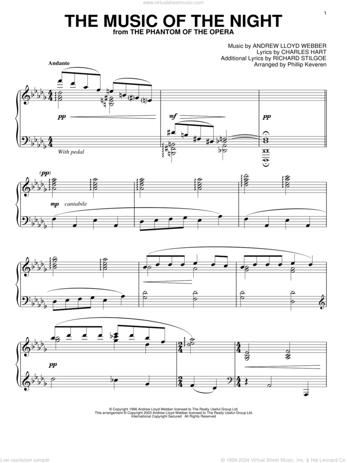 The Music Of The Night (from The Phantom Of The Opera) (arr. Phillip Keveren) sheet music for piano solo by Andrew Lloyd Webber, Phillip Keveren, The Phantom Of The Opera (Musical), Charles Hart and Richard Stilgoe, intermediate skill level