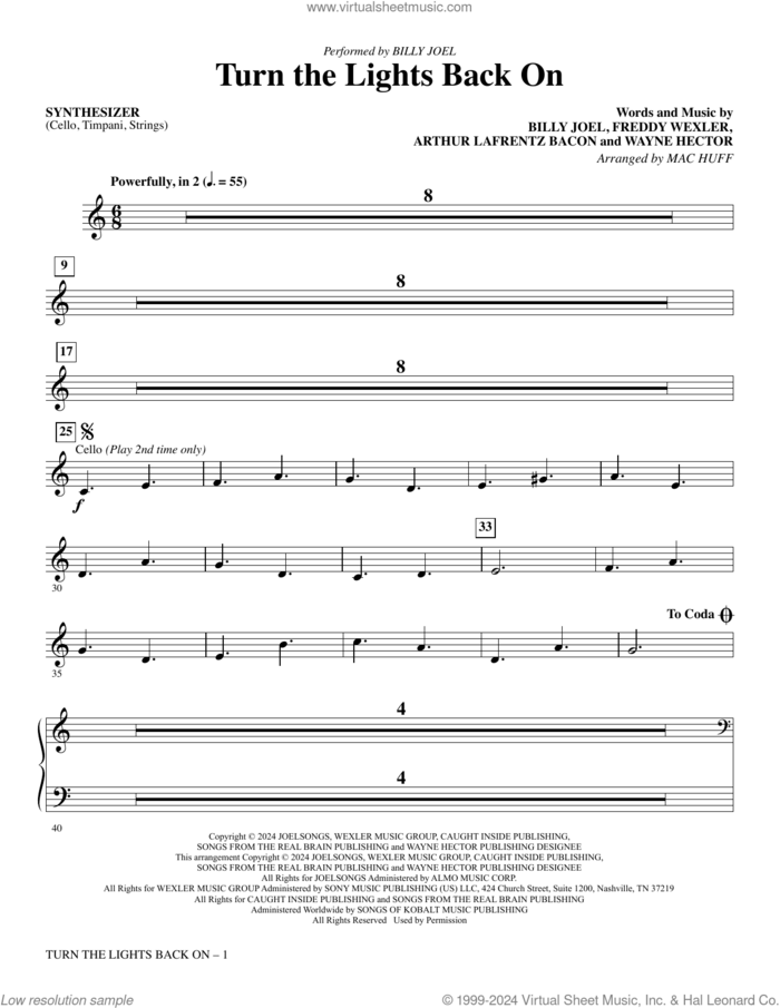 Turn The Lights Back On (arr. Mac Huff) (complete set of parts) sheet music for orchestra/band (Rhythm) by Wayne Hector, Arthur Lafrentz Bacon, Billy Joel, Freddy Wexler and Mac Huff, intermediate skill level