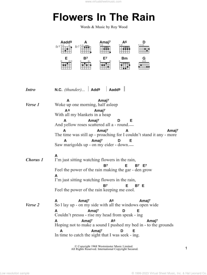 Flowers In The Rain sheet music for guitar (chords) by The Move and Roy Wood, intermediate skill level