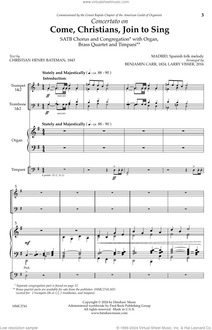 Concertato on Come, Christians, Join to Sing sheet music for choir (SATB: soprano, alto, tenor, bass) by Larry Visser, intermediate skill level
