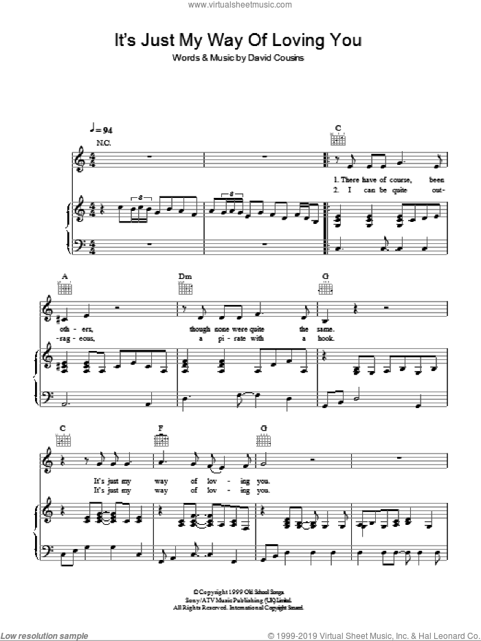 It's Just My Way Of (Loving You) sheet music for voice, piano or guitar by The Strawbs and David Cousins, intermediate skill level