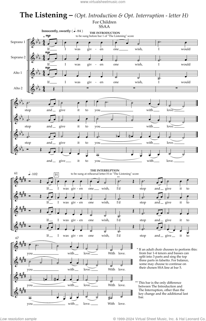 The Listening sheet music for choir (SSATB) by Cheryl Engelhardt, intermediate skill level