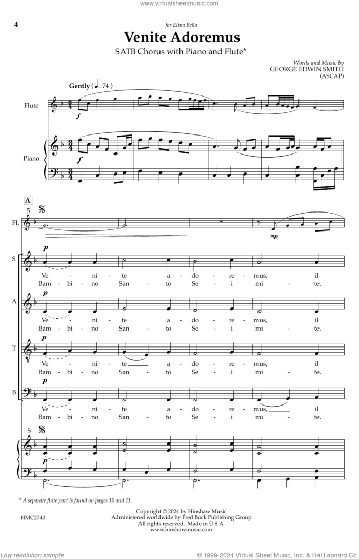 Venite Adoremus sheet music for choir (SATB: soprano, alto, tenor, bass) by George Edwin Smith, intermediate skill level