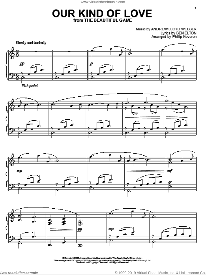 Our Kind Of Love (from The Beautiful Game) (arr. Phillip Keveren) sheet music for piano solo by Andrew Lloyd Webber, Phillip Keveren and Ben Elton, intermediate skill level