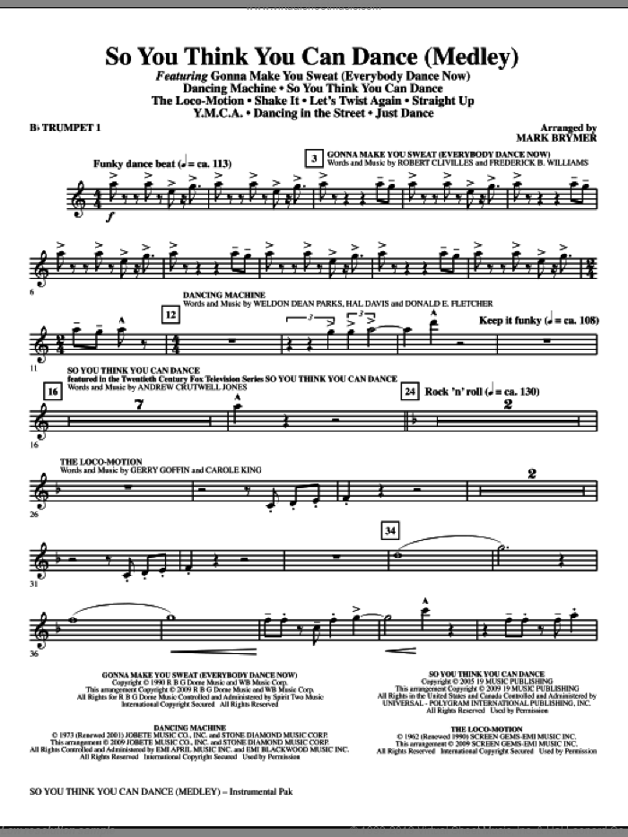 So You Think You Can Dance (Medley) (complete set of parts) sheet music for orchestra/band by Mark Brymer, intermediate skill level