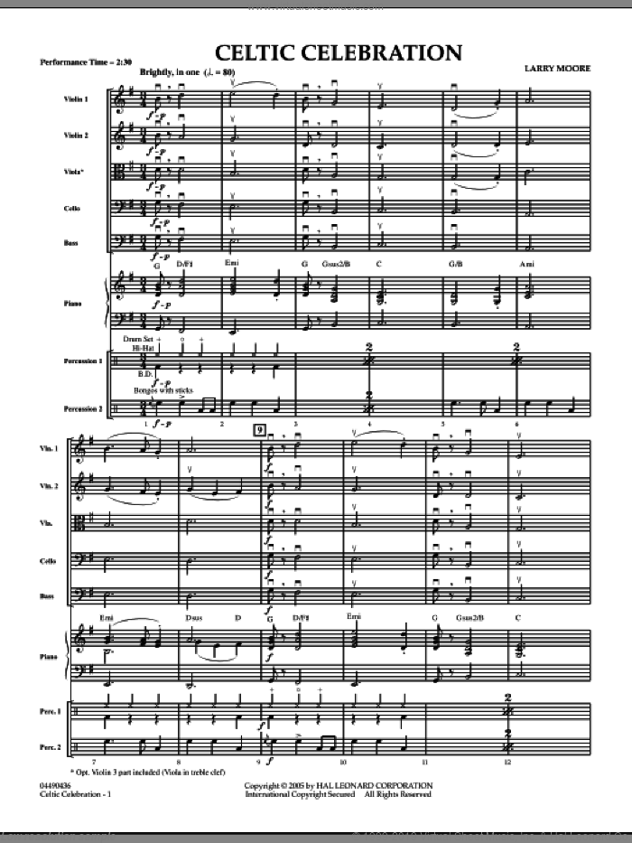 Celtic Celebration (COMPLETE) sheet music for orchestra by Larry Moore, intermediate skill level