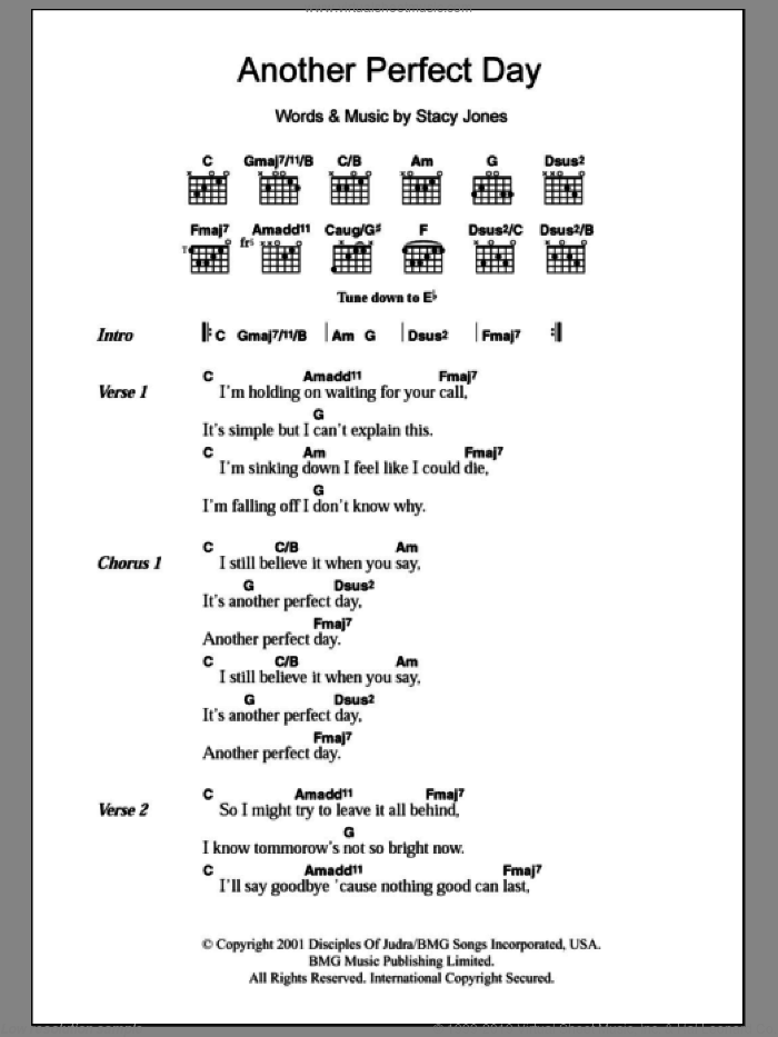 Another Perfect Day sheet music for guitar (chords) by American Hi-Fi and Stacy Jones, intermediate skill level