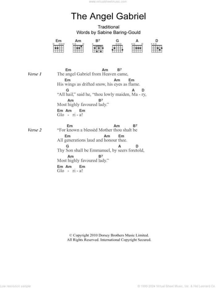 The Angel Gabriel sheet music for guitar (chords), intermediate skill level