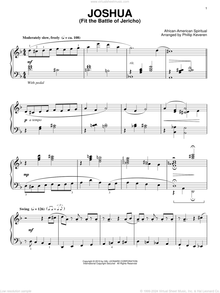 Joshua (Fit The Battle Of Jericho) (arr. Phillip Keveren) sheet music for piano solo  and Phillip Keveren, intermediate skill level