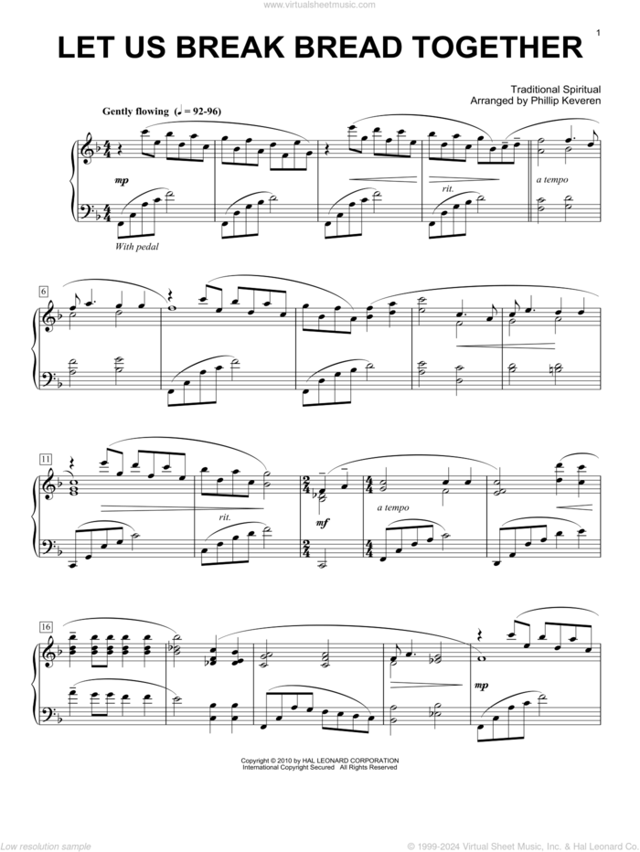 Let Us Break Bread Together (arr. Phillip Keveren) sheet music for piano solo  and Phillip Keveren, intermediate skill level