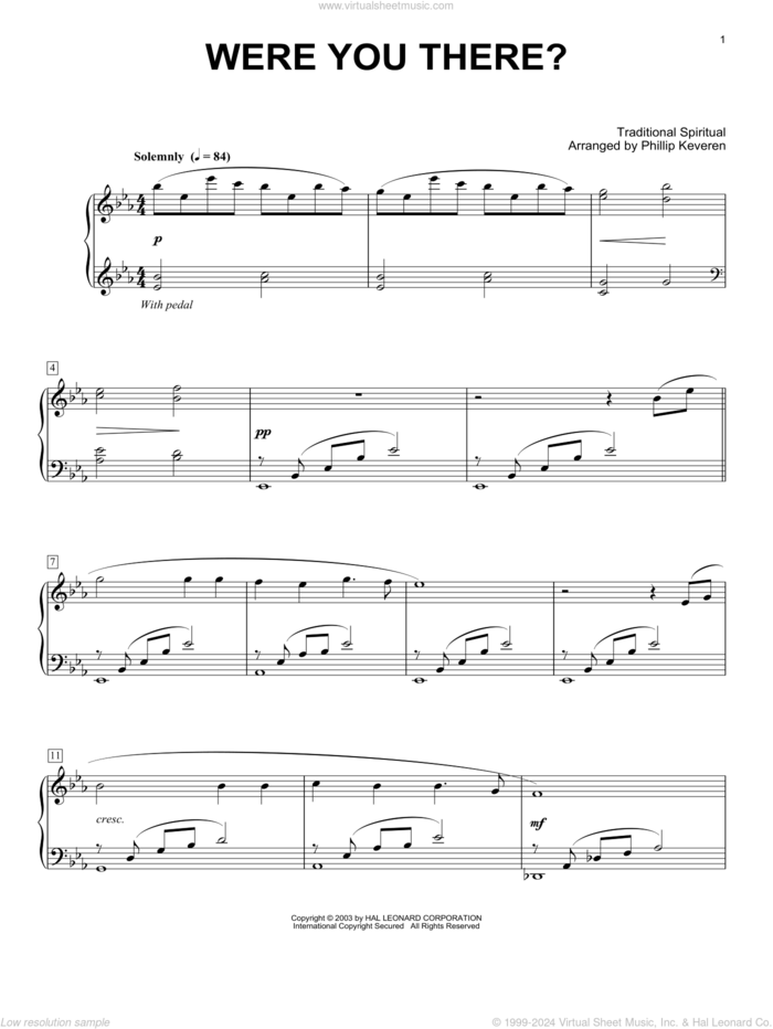 Were You There? (arr. Phillip Keveren), (intermediate) sheet music for piano solo  and Phillip Keveren, intermediate skill level