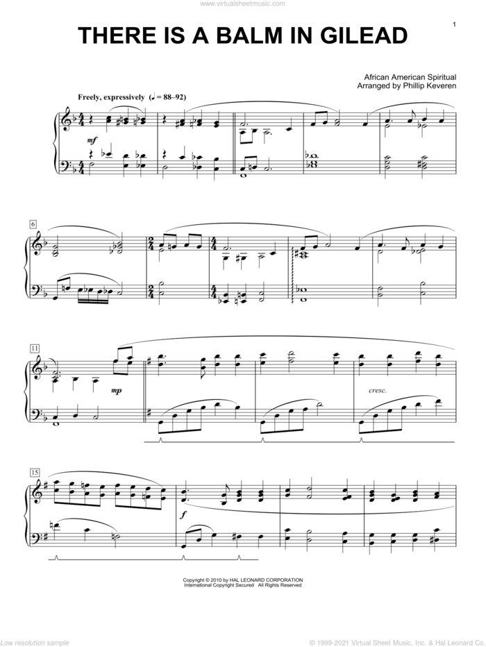 There Is A Balm In Gilead (arr. Phillip Keveren) sheet music for piano solo  and Phillip Keveren, intermediate skill level