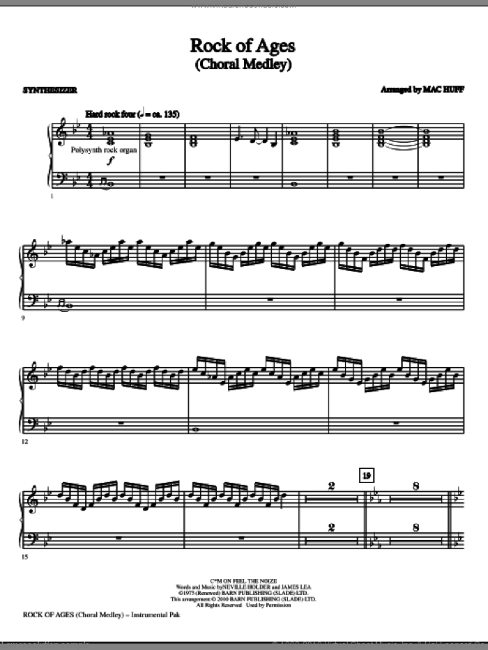 Rock Of Ages (Choral Medley) (complete set of parts) sheet music for orchestra/band by Mac Huff, intermediate skill level
