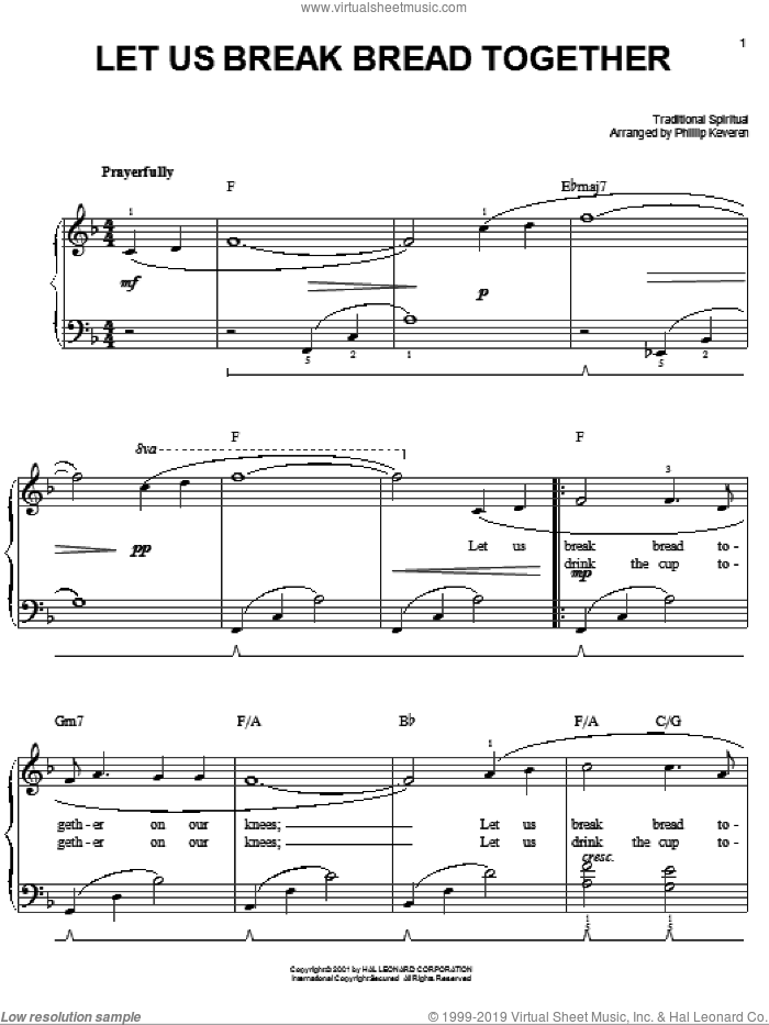 Let Us Break Bread Together (arr. Phillip Keveren), (easy) (arr. Phillip Keveren) sheet music for piano solo  and Phillip Keveren, easy skill level