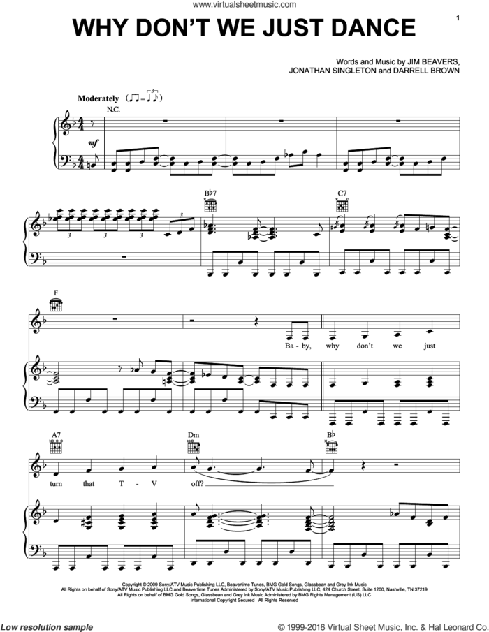 Why Don't We Just Dance sheet music for voice, piano or guitar by Josh Turner, Darrell Brown, Jim Beavers and Jonathan Singleton, intermediate skill level