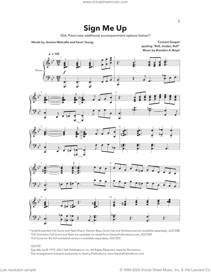 Sign Me Up sheet music for choir (SSAA: soprano, alto) by Brandon Boyd, Jerome Metcalfe and Kevin Young, intermediate skill level