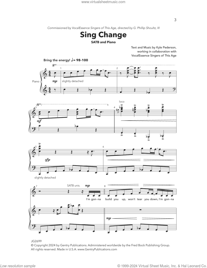 Sing Change sheet music for choir (SATB: soprano, alto, tenor, bass) by Kyle Pederson and Vocal Essence, intermediate skill level